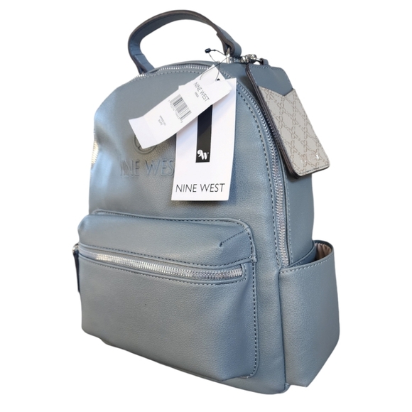Nine West NEW Slate Blue Leather Backpack - Picture 2 of 12